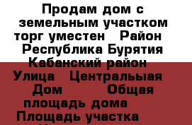 Продам дом с земельным участком торг уместен › Район ­ Республика Бурятия Кабанский район › Улица ­ Центральыая › Дом ­ 132 › Общая площадь дома ­ 36 › Площадь участка ­ 9 › Цена ­ 1 000 000 -  Недвижимость » Дома, коттеджи, дачи продажа   
